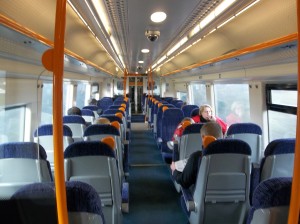 On the 1055 from Tonbridge on 13 February 2014 most of the seats are empty - even though people 